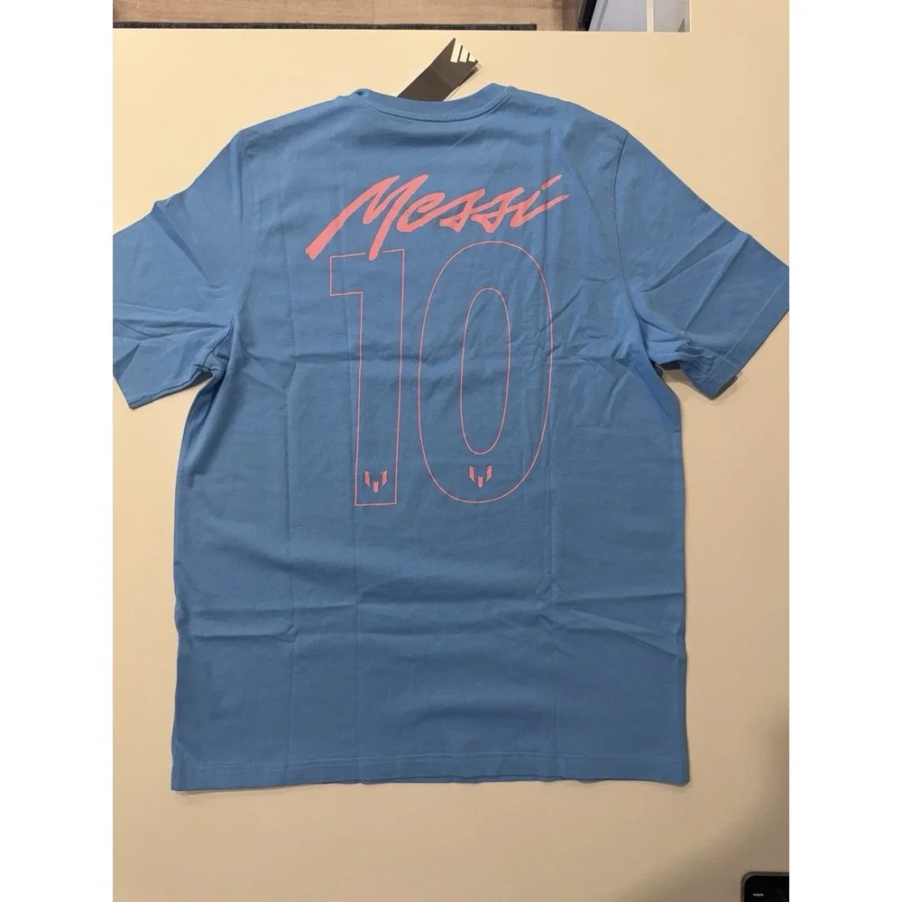 Adidas Messi Name Number Graphic Tee Semi Blue Burst JM8956 Mens XL NWT